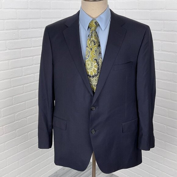 Samuelsohn Blazer‎ Men 46R Blue Surgeon Cuffs Colombo Icewool 150s Italy - Picture 1 of 16
